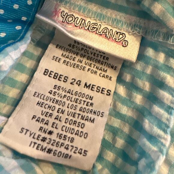 Youngland Baby Gingham Dress & Bloomers Set Pastel Embroidered Spring Outfit - Picture 4 of 4